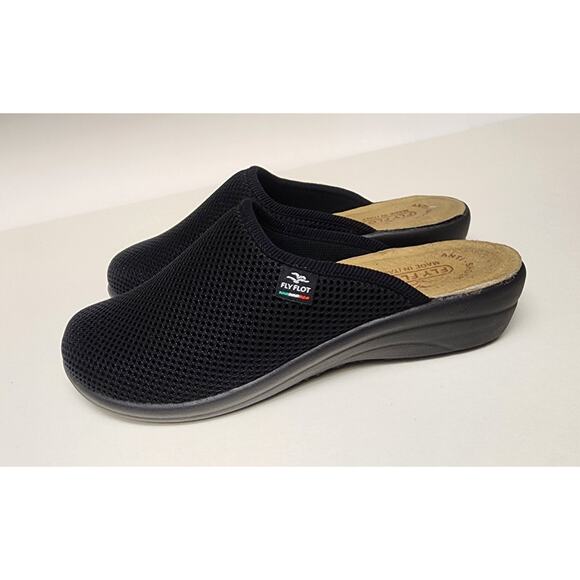 Fly Flot Women's Blue Mesh Mules Clogs Low Wedge Anatomic Anti Shock Sandals 7.5 - Picture 10 of 11